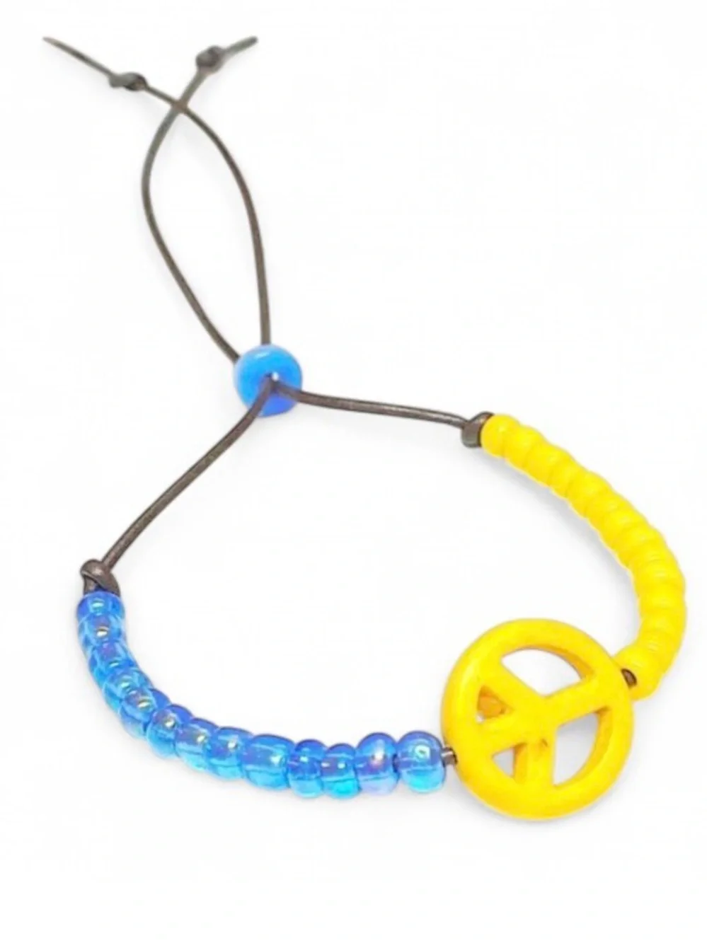 Handmade Ukraine Peace Bracelet Blue Yellow Adjustable Unisex Support Ukraine